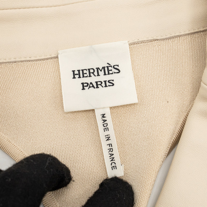 Hermes size 38 long lambskin vest beige