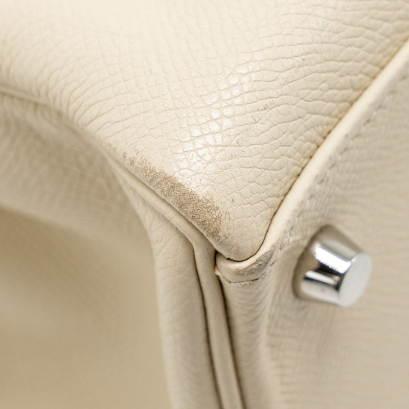 Hermes Kelly 32 Epsom Retourne Craie SHW Stamp Square R