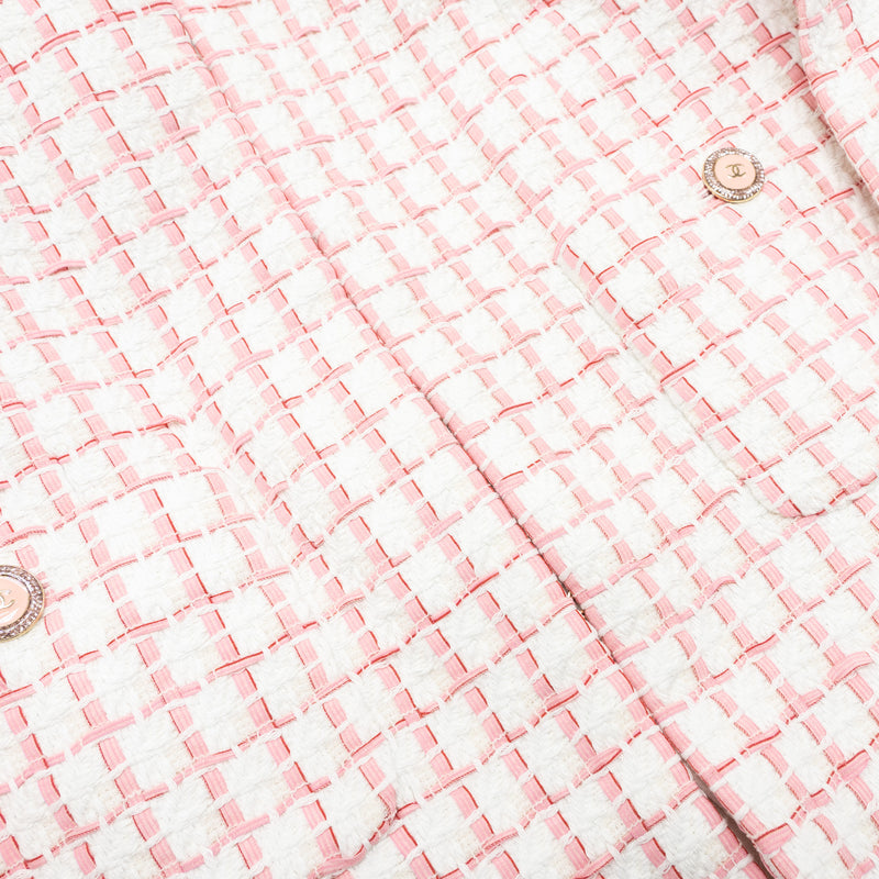 Chanel Size 34 22S Tweed Jacket Cotton/Acrylic Light Pink/White