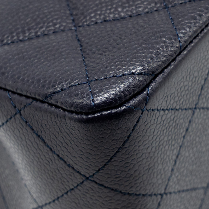 Chanel Jumbo Classic Double Flap Bag Caviar Dark Blue SHW