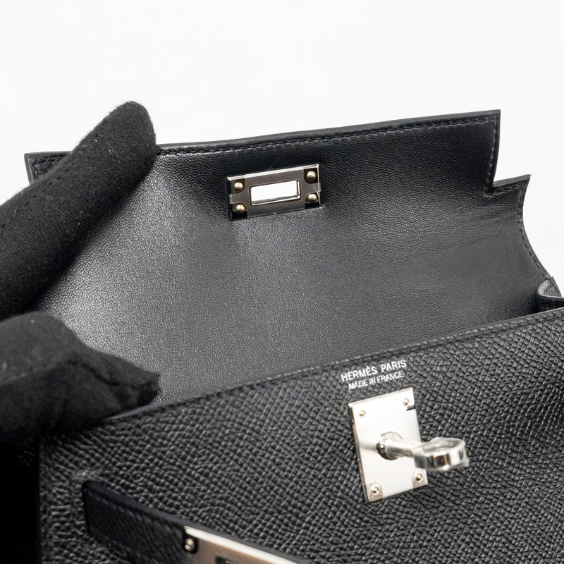 Hermes Mini Kelly II Epsom Black SHW Stamp K