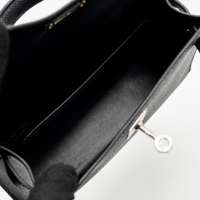 Hermes Mini Kelly II Epsom Black SHW Stamp K