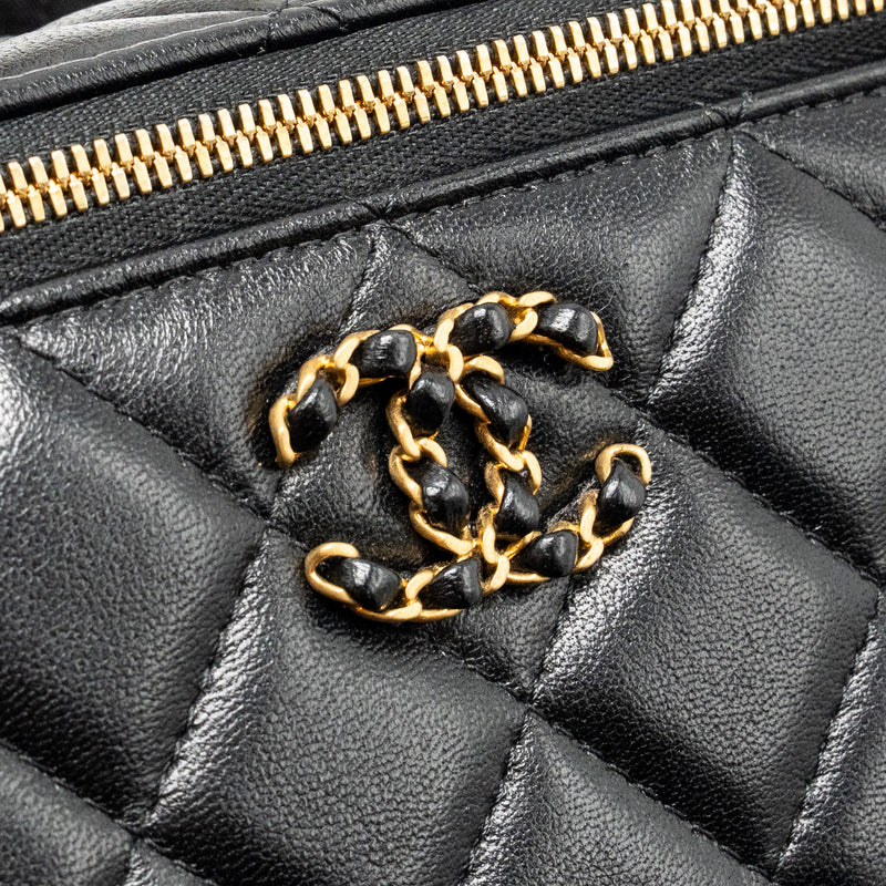 Chanel letter twist top handle lambskin black GHW (microchip)