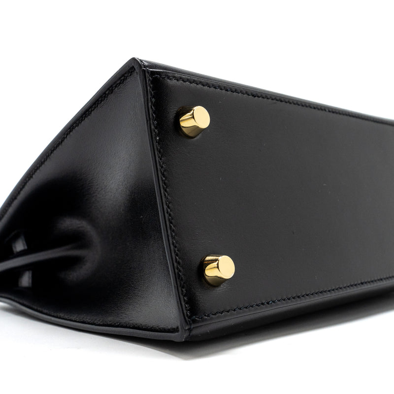 Hermes Kelly 25 Box Black GHW Stamp D