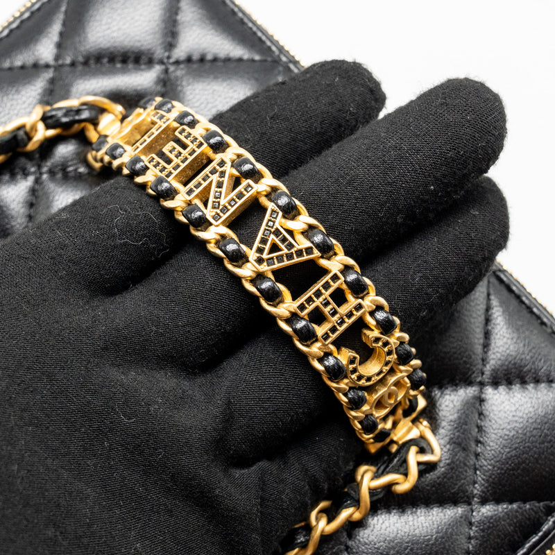 Chanel letter twist top handle lambskin black GHW (microchip)