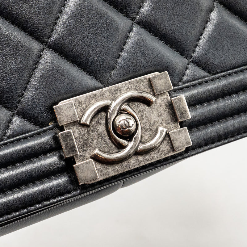 CHANEL Medium Boy Bag Calfskin Black Ruthenium Hardware