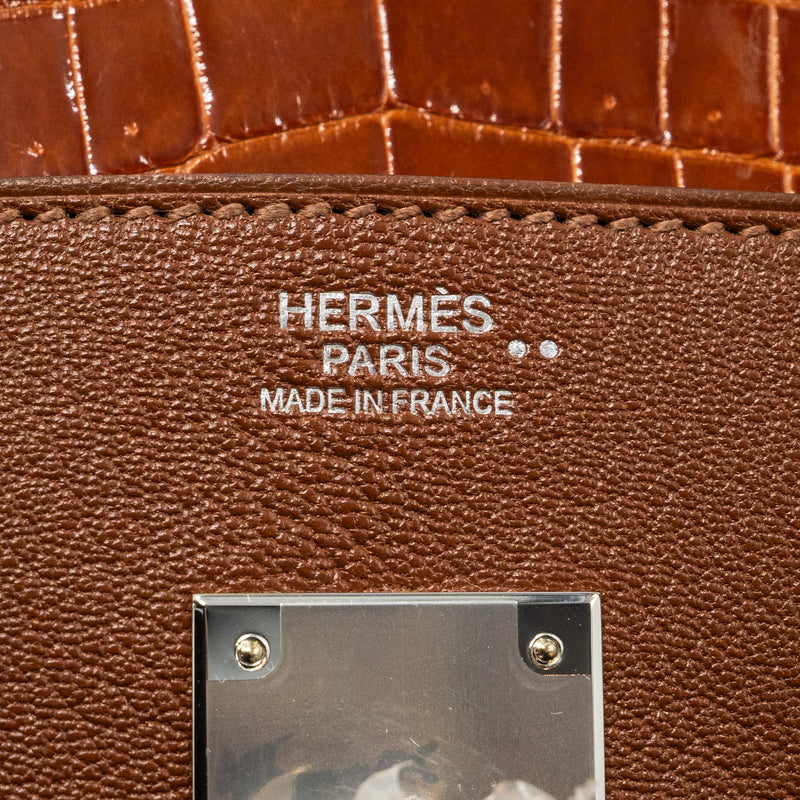 Hermes birkin touch 30 shiny crocodile niloticus / chevre leather Miel SHW stamp D