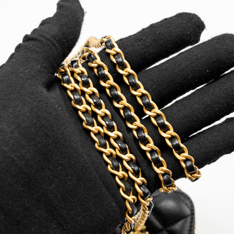 Chanel letter twist top handle lambskin black GHW (microchip)