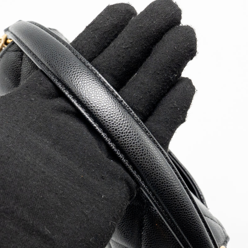 Chanel 24k Top Handle Messenger Bag with Removable Chain Caviar Black GHW(microchip)