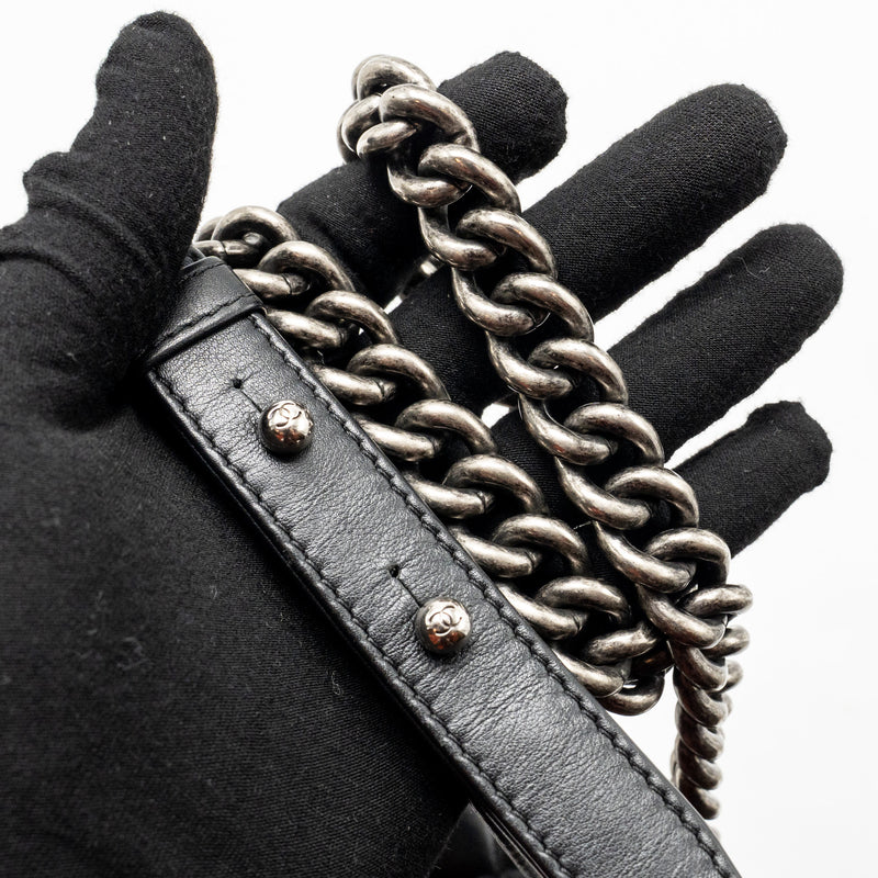 CHANEL Medium Boy Bag Calfskin Black Ruthenium Hardware