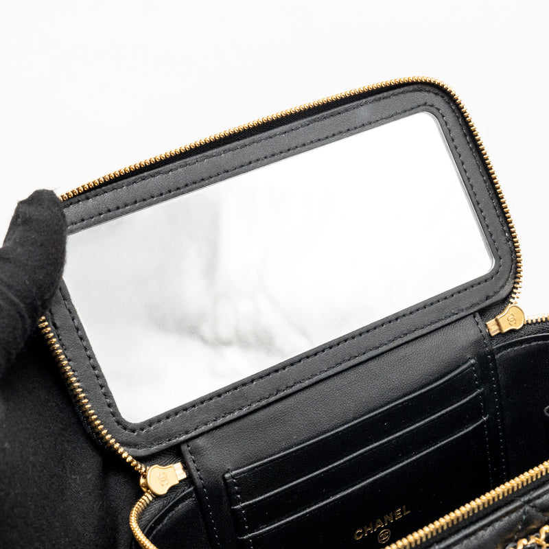 Chanel letter twist top handle lambskin black GHW (microchip)