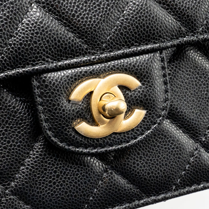 Chanel 24k Top Handle Messenger Bag with Removable Chain Caviar Black GHW(microchip)