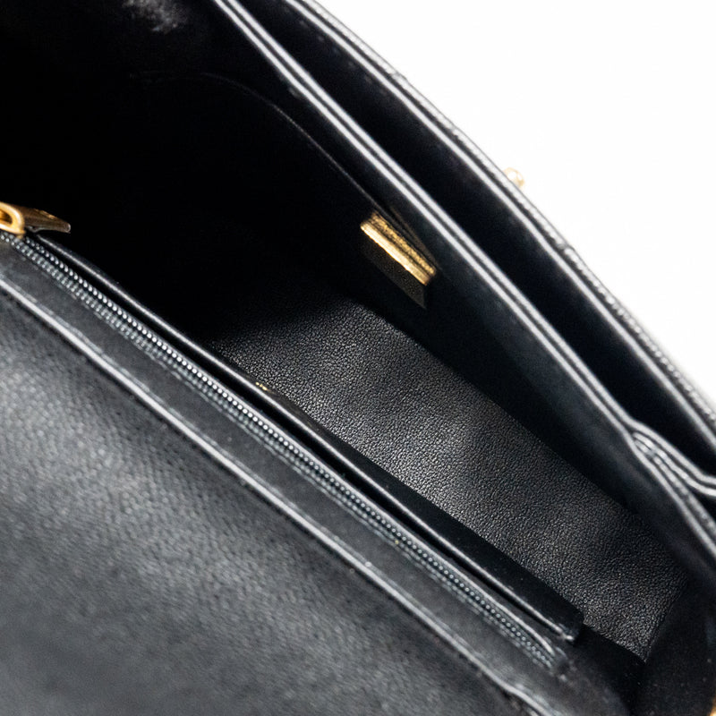 Chanel 24k Top Handle Messenger Bag with Removable Chain Caviar Black GHW(microchip)