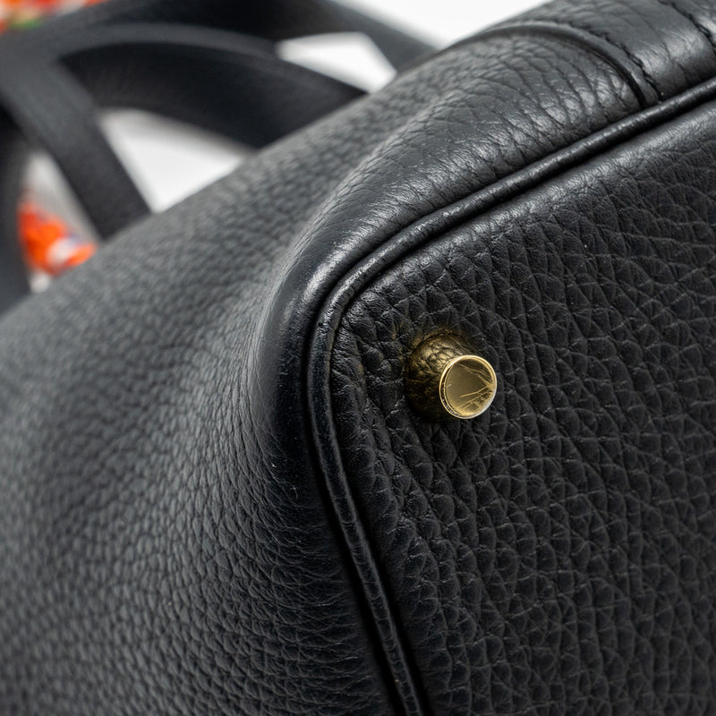 Hermes Picotin 18 Lock Bag Clemence Black GHW Stamp Y