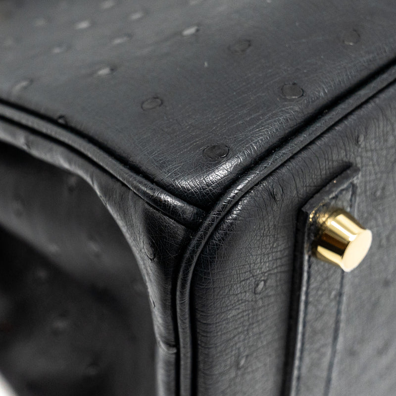Hermes Birkin 30 Shiny Alligator Mississippiensis Touch / Ostrich Black GHW Stamp Z