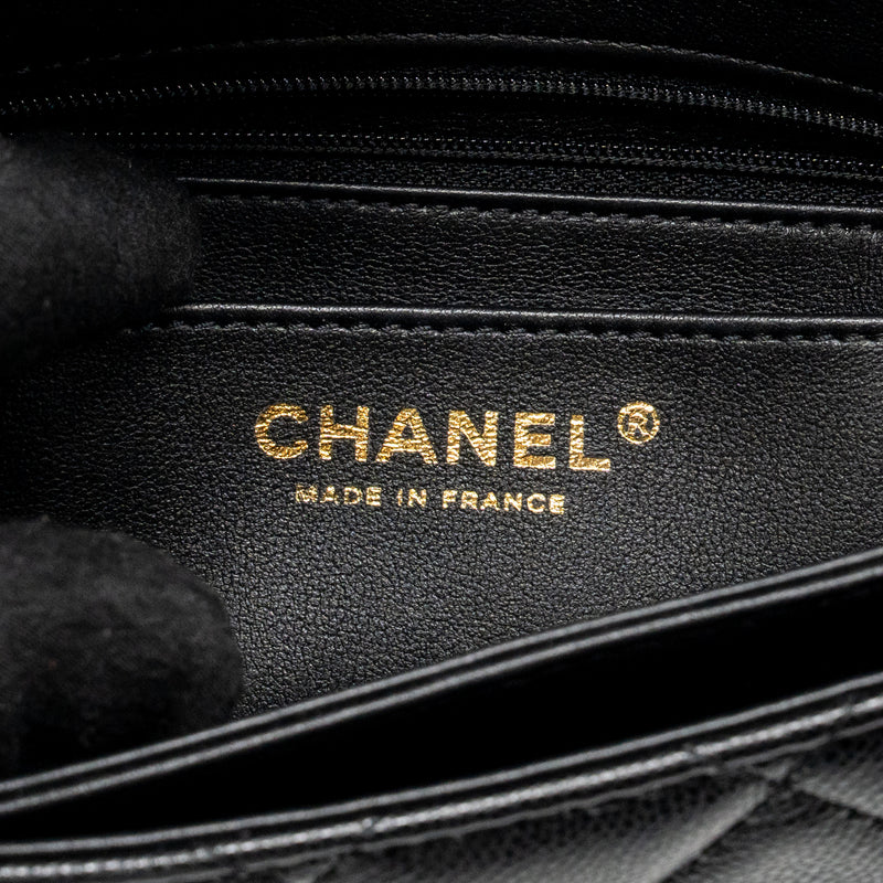 Chanel 24k Top Handle Messenger Bag with Removable Chain Caviar Black GHW(microchip)