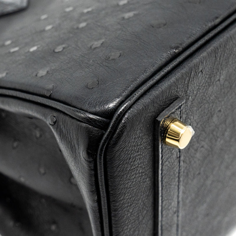 Hermes Birkin 30 Shiny Alligator Mississippiensis Touch / Ostrich Black GHW Stamp Z