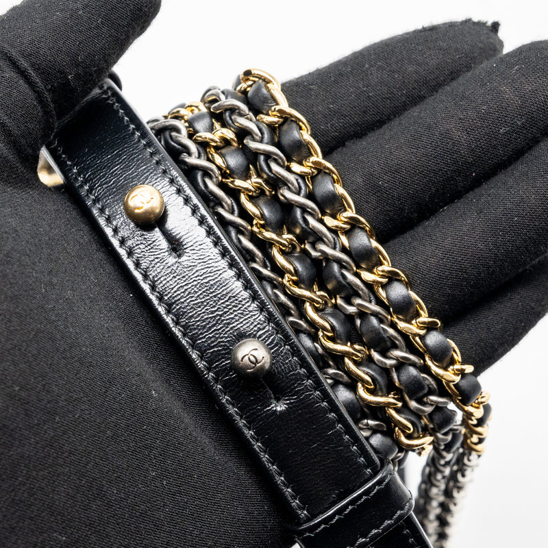 Chanel Small Gabrielle Hobo Bag Aged Calfskin Black Multicolour Hardware
