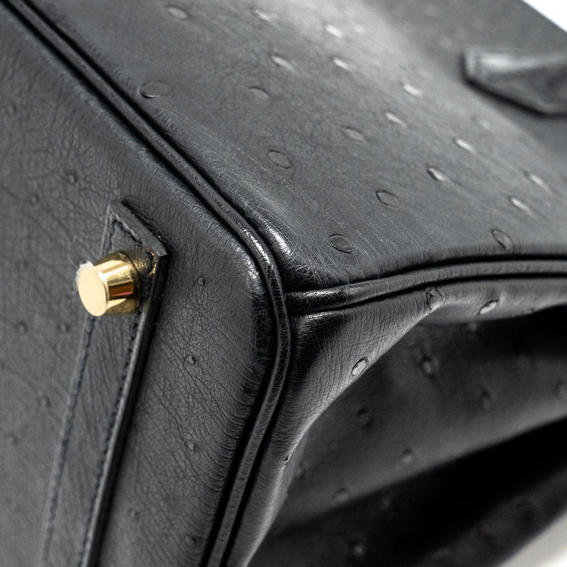 Hermes Birkin 30 Shiny Alligator Mississippiensis Touch / Ostrich Black GHW Stamp Z