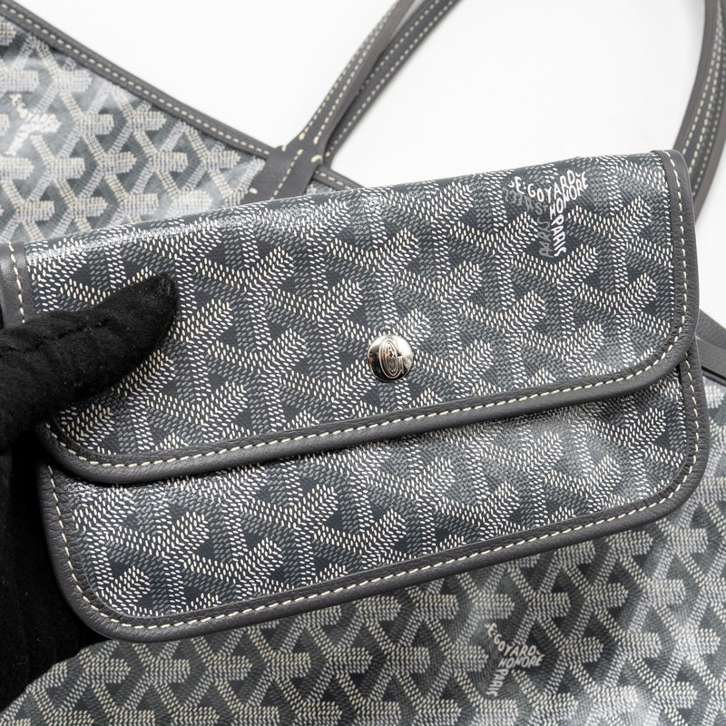 Goyard Saint Louis PM Tote Goyardine Canvas/Calfskin Grey SHW