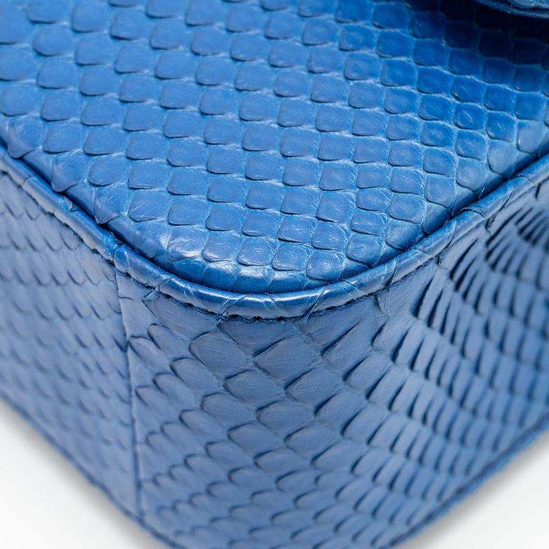 Chanel Mini Rectangular Flap Bag Python Blue GHW