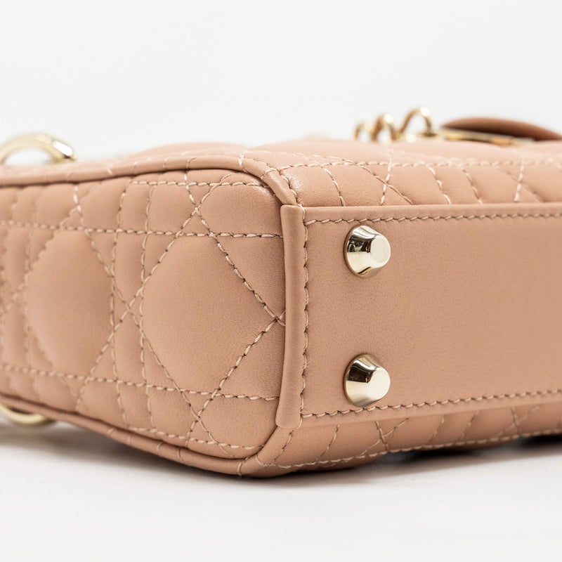 Dior Lady Dior Micro Bag Cannage Lambskin Rose Des Vents LGHW