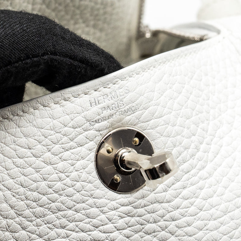 Hermes Mini Lindy Clemence New White SHW Stamp B