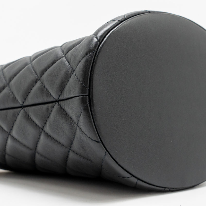 Chanel Top Handle Boy Bucket Bag Lambskin Black GHW