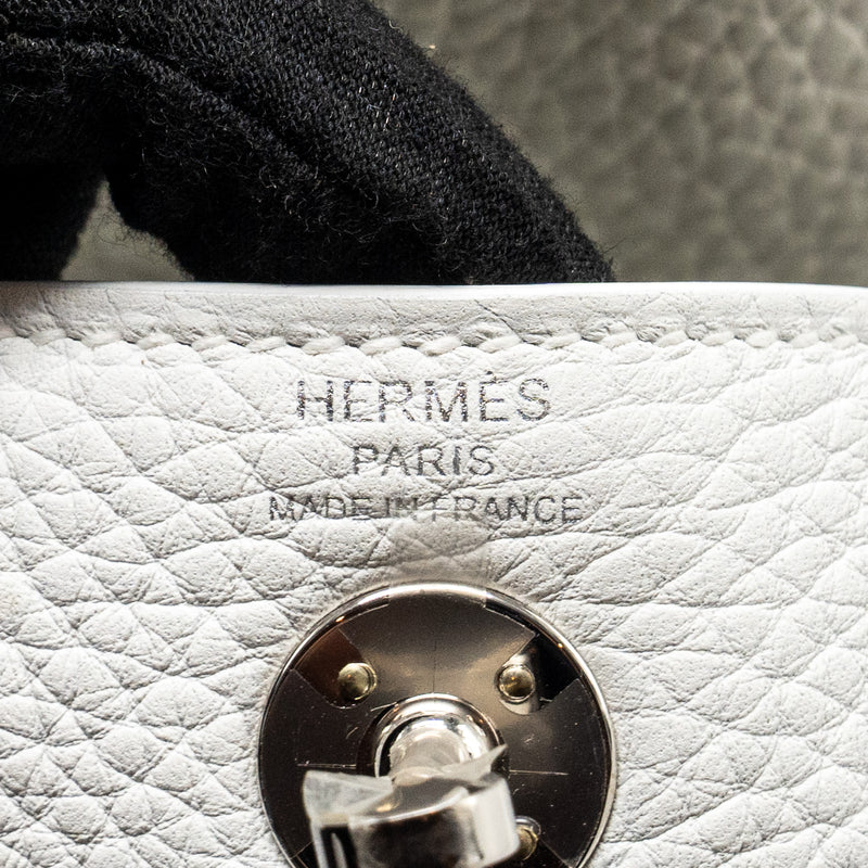Hermes Mini Lindy Clemence New White SHW Stamp B