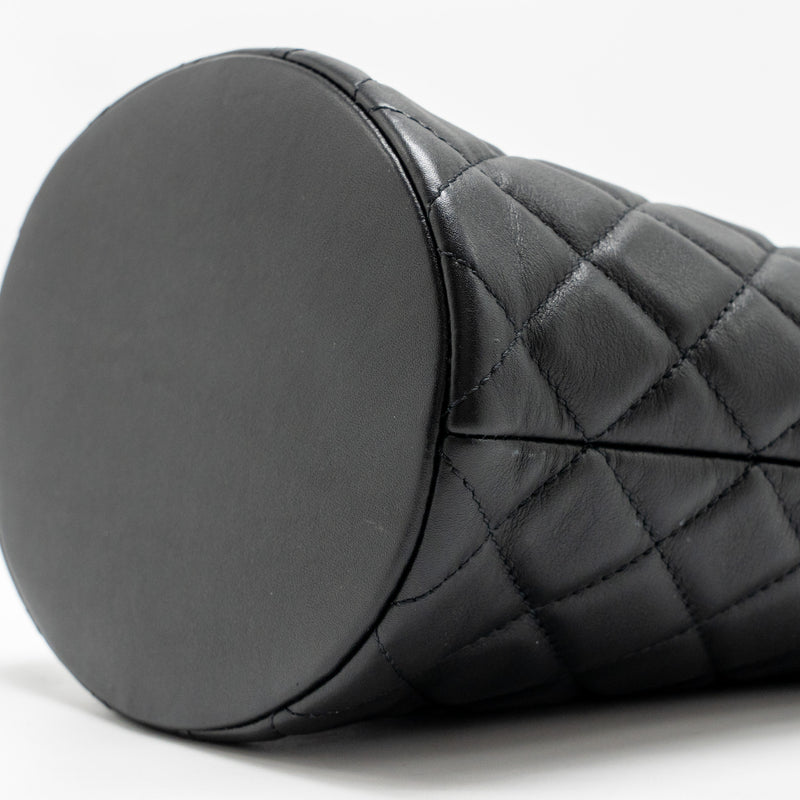 Chanel Top Handle Boy Bucket Bag Lambskin Black GHW