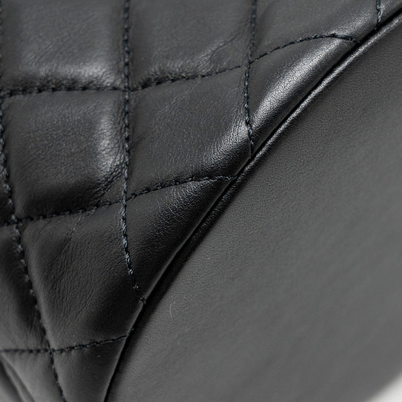 Chanel Top Handle Boy Bucket Bag Lambskin Black GHW