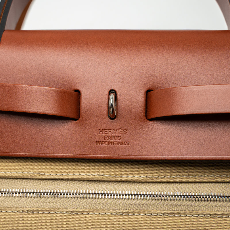 Hermes Herbag 31 Zip Bag Toile Officer Canvas Trench/Cuivre SHW Stamp A