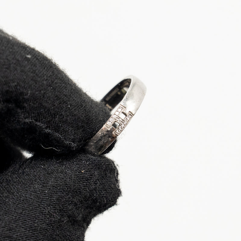 Hermes Size 58 Ever Herakles Wedding Band White Gold, Diamonds