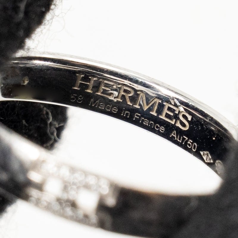 Hermes Size 58 Ever Herakles Wedding Band White Gold, Diamonds