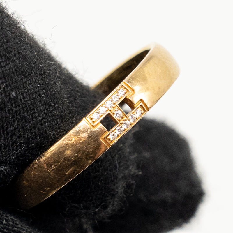 Hermes Size 58 Ever Herakles Wedding Band Rose Gold, Diamonds