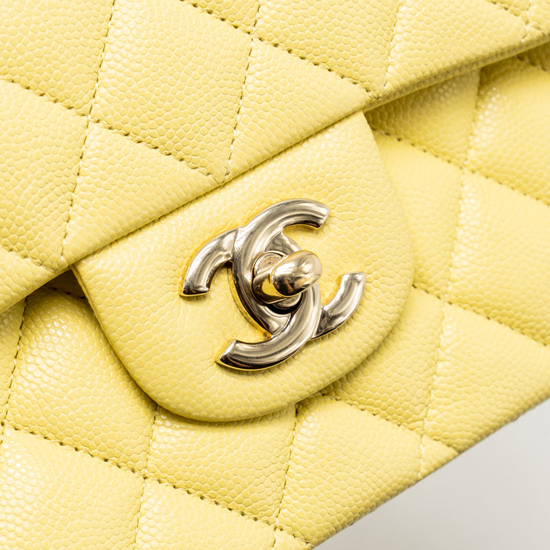 Chanel Medium Classic Double flap bag caviar light yellow LGHW