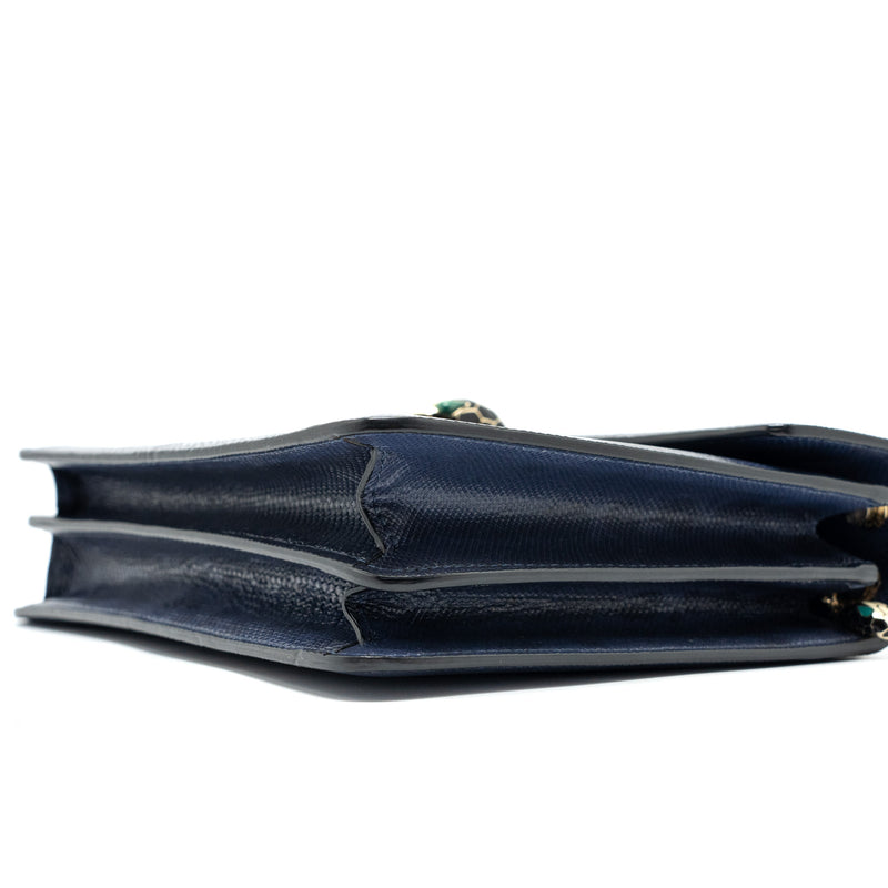 Bvlgari Serpenti Shoulder Bag Karung Skin Dark Purple LGHW