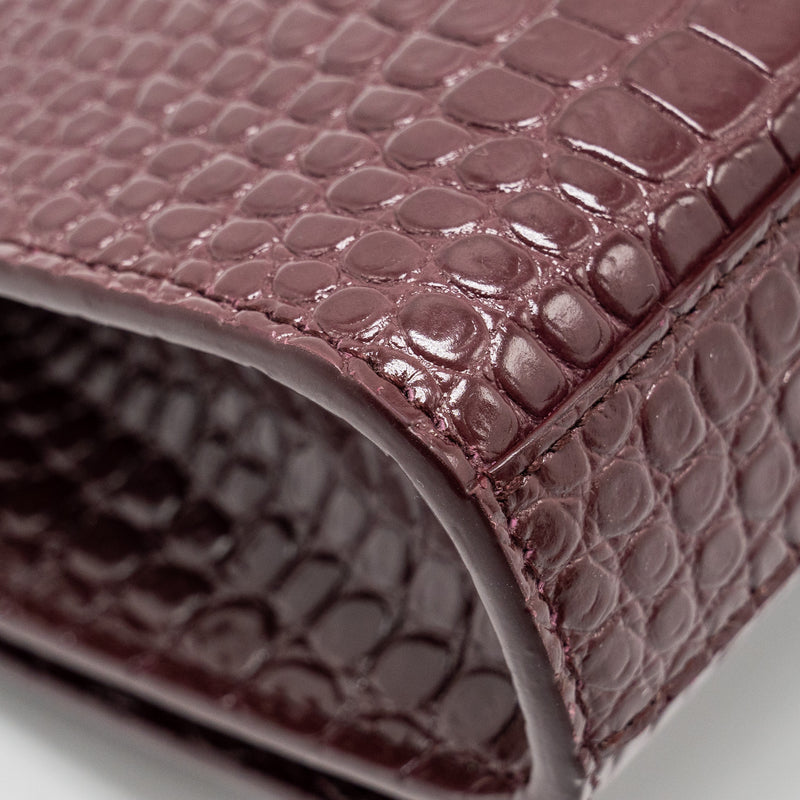 Saint Laurent/YSL Kate Bag Croc Embossed Calfskin Burgundy SHW