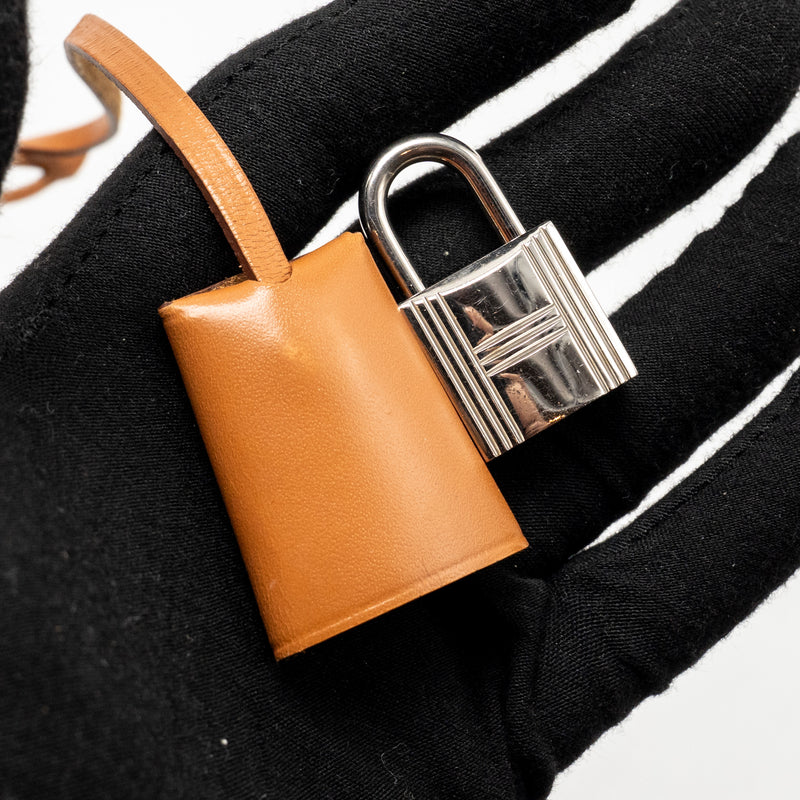 Hermes Herbag 31 Zip Bag Canvas/ Hunter Leather Rough Tomate SHW Stamp A
