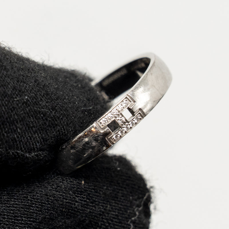 Hermes Size 57 Ever Herakles Wedding Band White Gold, Diamonds
