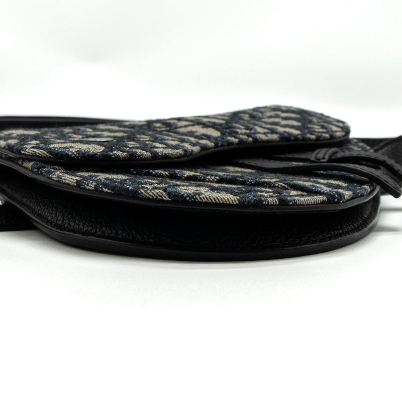 Dior saddle belt bag blue dior oblique jacquard black hardware