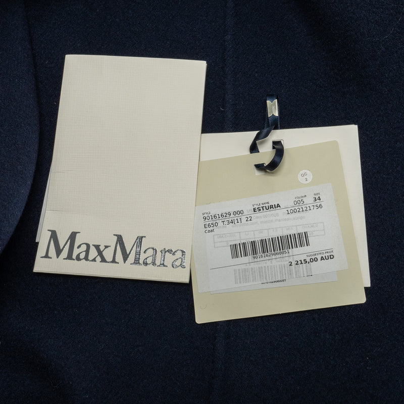 Max Mara size 34 Esturia coat Lana vergine navy