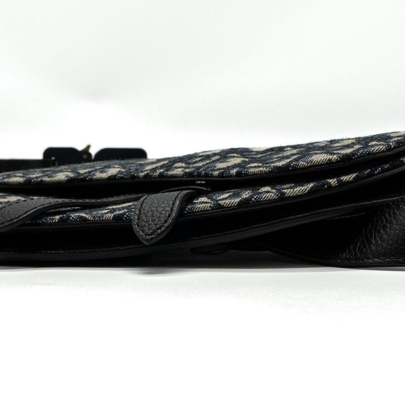 Dior saddle belt bag blue dior oblique jacquard black hardware