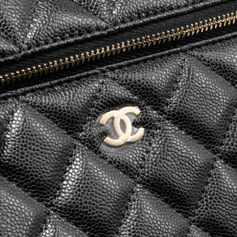 Chanel 25p CC top handle vanity with chain caviar black LGHW (microchip)