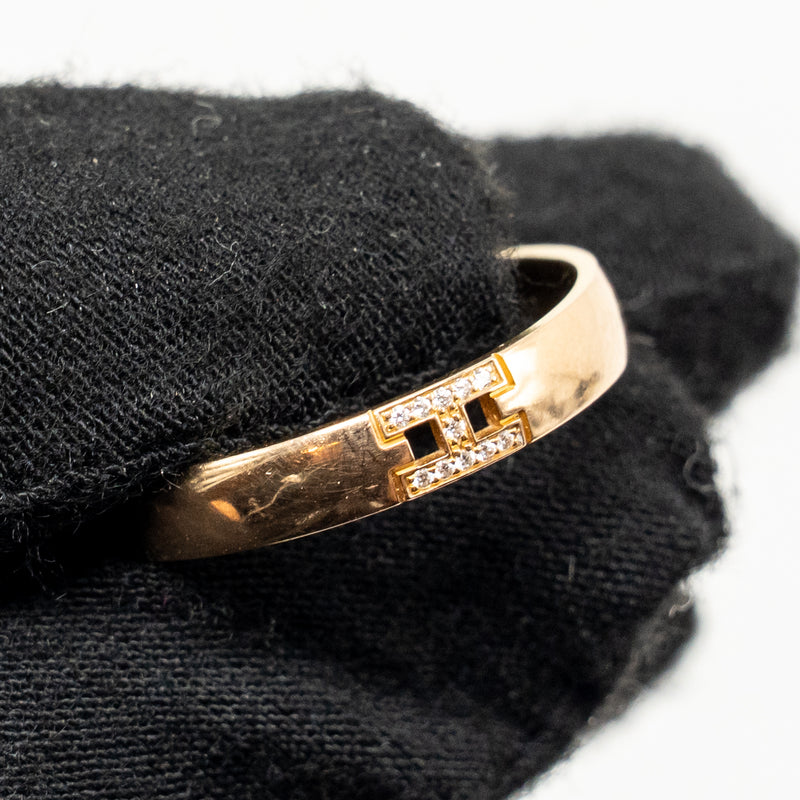 Hermes Size 57 Ever Herakles Wedding Band Rose Gold, Diamonds