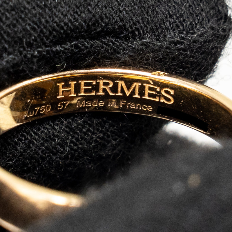 Hermes Size 57 Ever Herakles Wedding Band Rose Gold, Diamonds