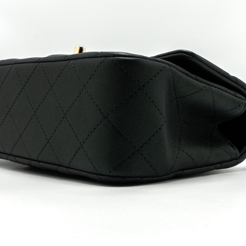 Chanel Top Handle Mini Rectangular Flap Bag Lambskin Dark Green LGHW (microchip)