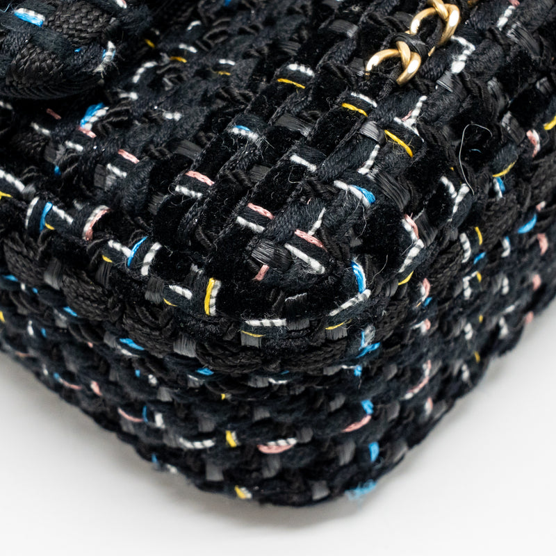 Chanel Medium Single flap bag tweed black GHW