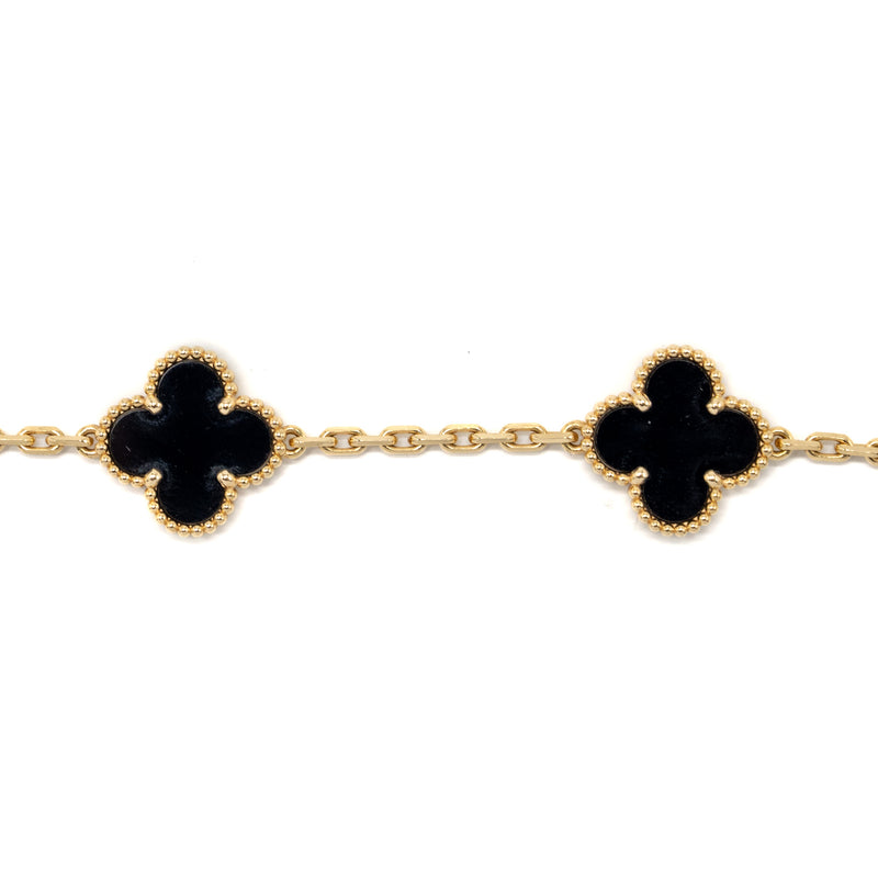 Van Cleef & Arpels Alhambra Bracelet 5 Motif Onyx Yellow Gold