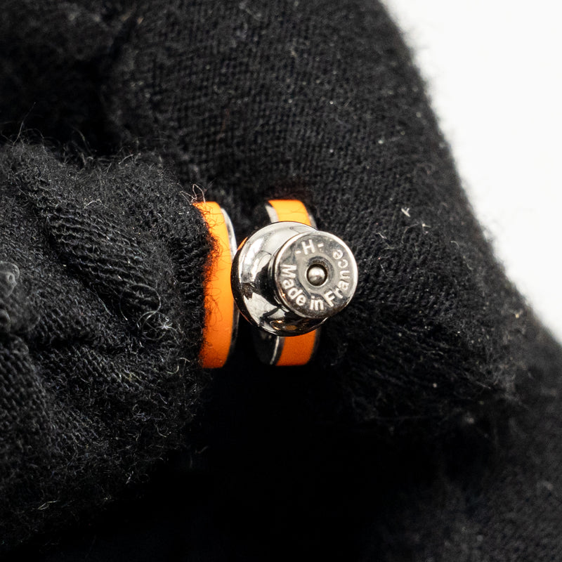 Hermes Mini Pop H earrings orange SHW